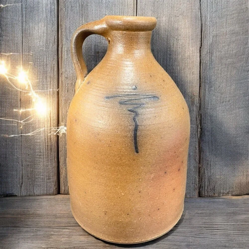 Vintage 1988 Braun Buffalo NY Stoneware Jug Container Brown Salt Glaze Pottery‎